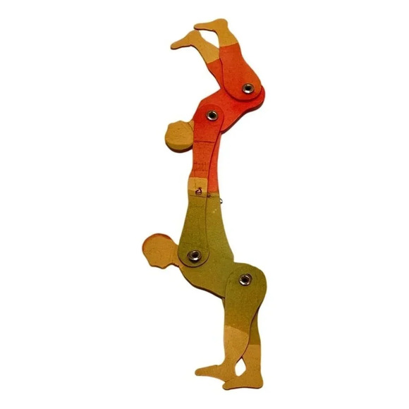 Carnival Toy Paper Circus 2 Acrobats Moveable Rivets Vintage circa  30s - Picture 1 of 9